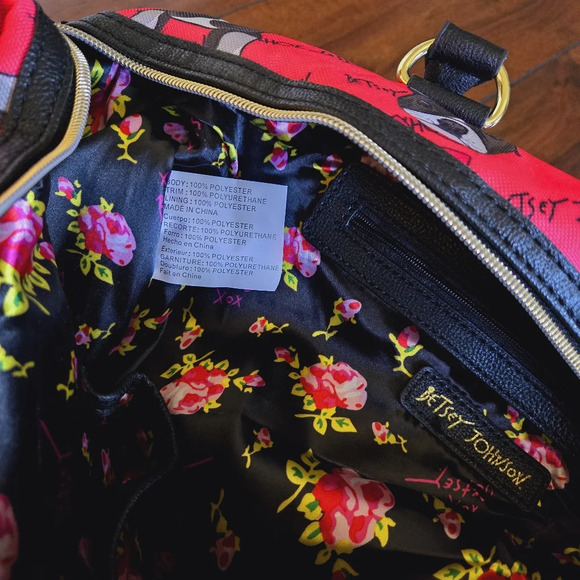 Betsey Johnson French Bulldog Weekender Duffel Travel Zip Carry-on Nylon Bag - Picture 13 of 15